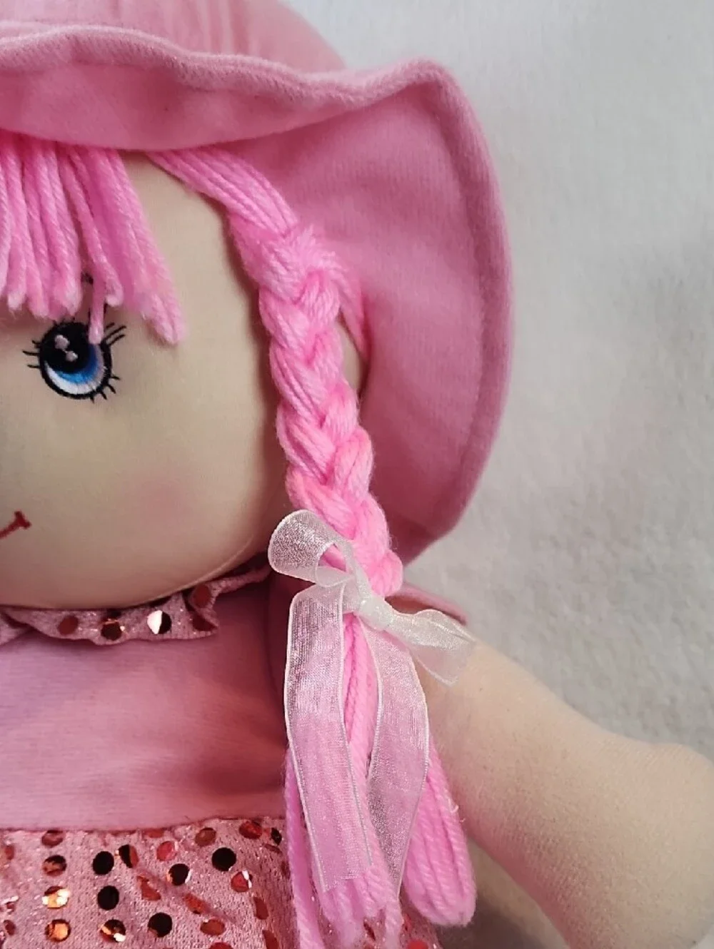 Pink Sequin-Skirt Plush Rag Doll - Soft Cuddle Toy